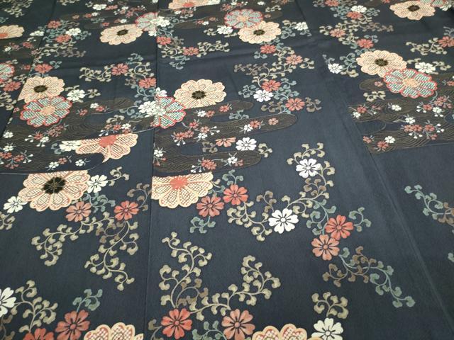 平和屋着物▽上質な小紋　単衣　花唐草文　金彩　反端付き　正絹　逸品　DAAV9765sf