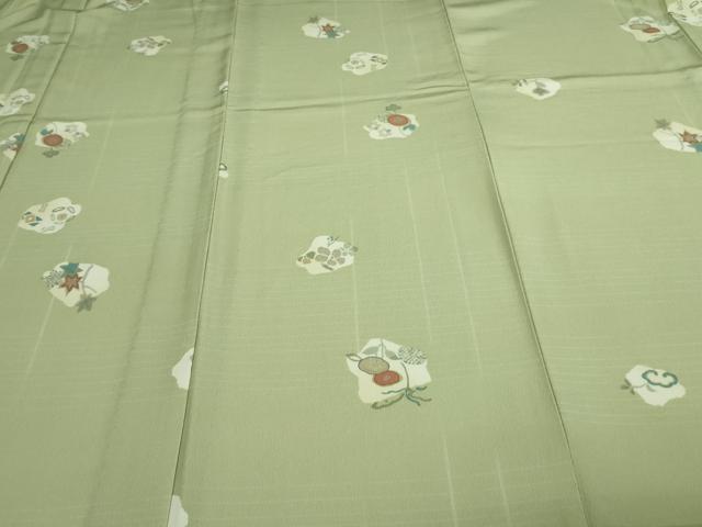 平和屋着物▽小紋　単衣　草花文　洗える着物　DAAV9766sf