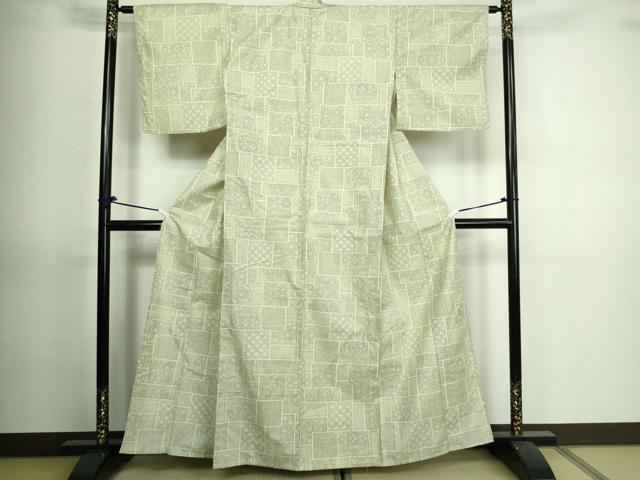 平和屋着物▽上質な紬　単衣　花鳥文　反端付き　正絹　逸品　DAAV5431az 平和屋着物▽上質な紬 単衣 花鳥文 反端付き 正絹 逸品