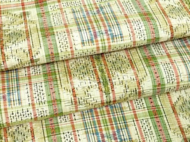 平和屋着物▽上質な紬 　単衣　亀甲花文 　正絹　逸品　未使用　DAAV9772sf