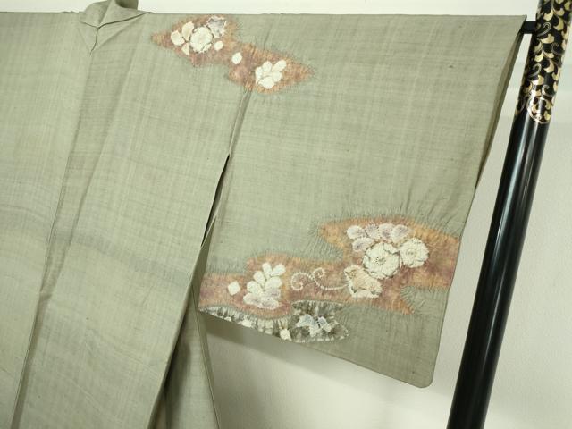 平和屋着物▽十日町　名門　滝泰謹製　訪問着　単衣　紬地　絞り　辻が花　正絹　逸品　DAAV9773sf 平和屋着物▽十日町 名門 滝泰謹製 訪問着 単衣 紬地 絞り 辻が花 正絹