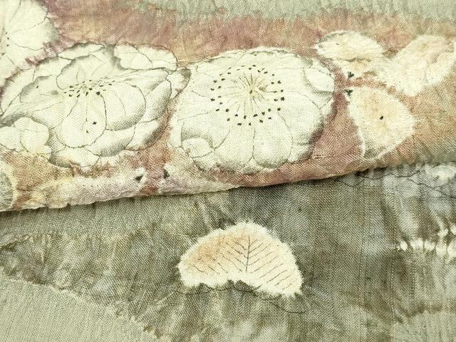 平和屋着物▽十日町 名門 滝泰謹製 訪問着 単衣 紬地 絞り 辻が花 正絹