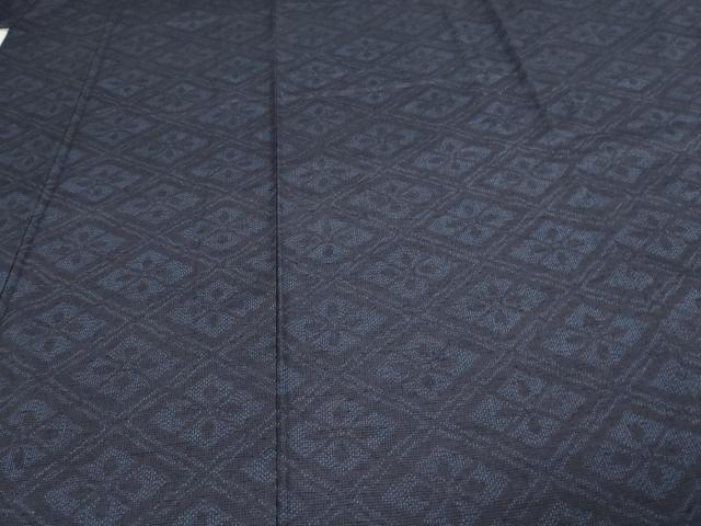 平和屋着物▽結城紬　単衣　花菱文　正絹　逸品　DAAV9851sf