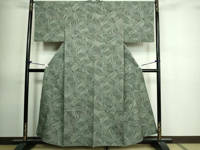 平和屋着物▽上質な紬　単衣　舞花文　正絹　逸品　DAAV9857sf 平和屋着物▽上質な紬 単衣 舞花文 正絹 逸品 DAAV9857sf