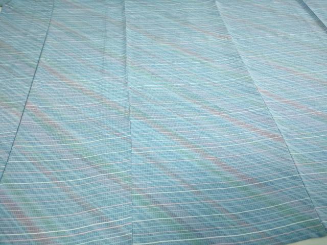 平和屋着物▽小紋　単衣　斜縞　洗える着物　DAAV9861sf