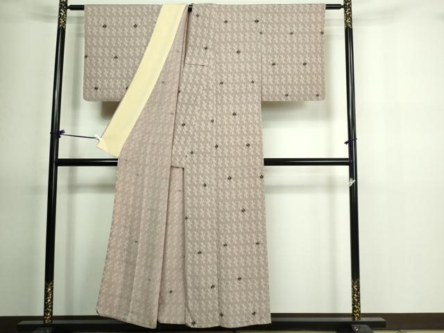 平和屋着物▽上質な小紋 単衣 型染め 花尽くし文 正絹 逸品