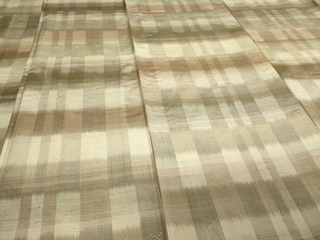 平和屋着物▽上質な紬　単衣　花織　間道　正絹　逸品　DAAV9869sf_3
