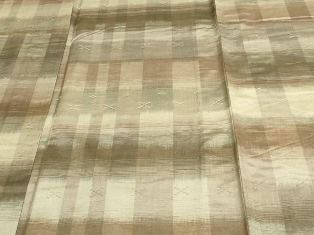 平和屋着物▽上質な紬　単衣　花織　間道　正絹　逸品　DAAV9869sf_4