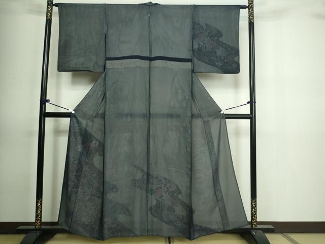 平和屋着物○訪問着 紗袷 手描き 草花文 やまと誂製 正絹 逸品