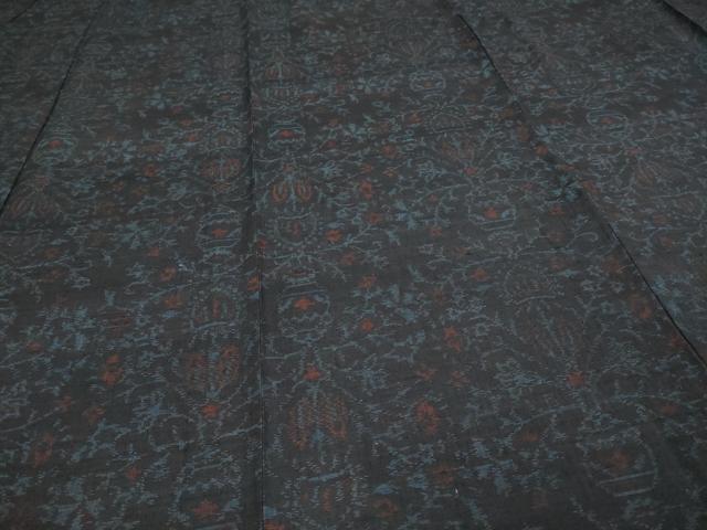 平和屋着物▽結城縮 単衣 洋花文 正絹 逸品 DAAV9876sf