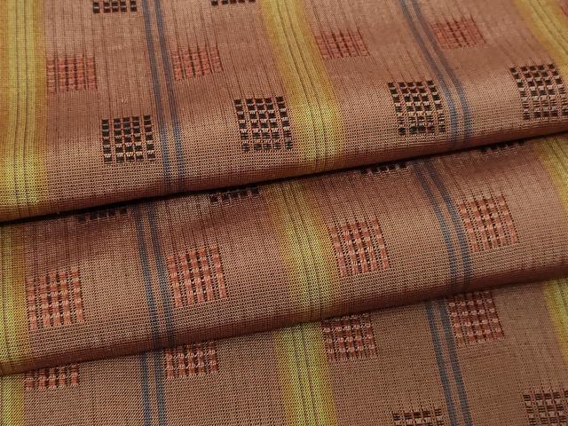 平和屋着物▽日本工芸会正会員　秋山眞和　綾の手紬　手織　本藍染　紬　単衣　花織　間道　正絹　逸品　DAAV9918sf