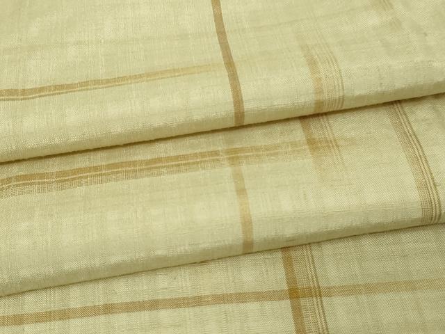 平和屋着物▽上質な紬　単衣　格子　正絹　逸品　DAAV9921sf