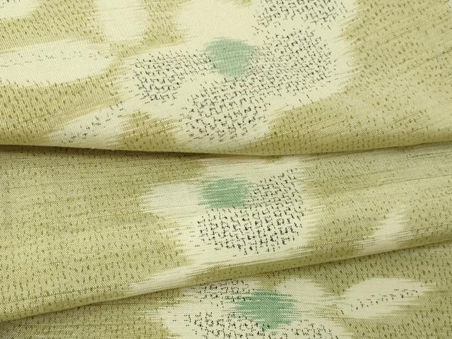 平和屋着物▽上質な紬　単衣　草花文　正絹　逸品　DAAV9952sf