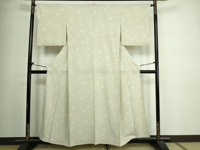 平和屋着物▽上質な小紋　単衣　枝葉文　正絹　逸品　DAAV9953sf 平和屋着物▽上質な小紋 単衣 枝葉文 正絹 逸品 DAAV9953sf