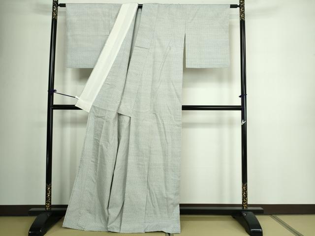 平和屋着物▽上質な紬　単衣　藍　霞文　正絹　逸品　DAAV9962sf 平和屋着物▽上質な紬 単衣 藍 霞文 正絹 逸品 DAAV9962sf 【公式通販】