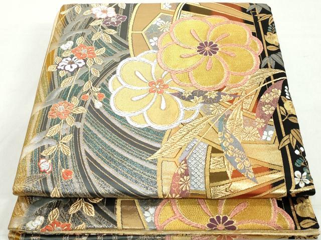 着物屋こころ■六通柄袋帯　洋花唐草文　金銀糸　逸品　ｈ3318 Yahoo!オークション - 着物屋こころ 六通柄袋帯 唐織 草花文 銀糸 正絹