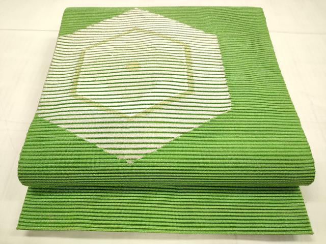 平和屋着物＊夏物　絽綴れ　八寸名古屋帯　亀甲花文　金銀糸　正絹　逸品　DAAW1722cm