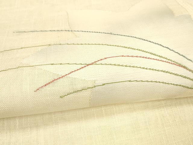 平和屋着物＊夏物 九寸名古屋帯 草葉文 正絹 逸品 DAAY8127cm