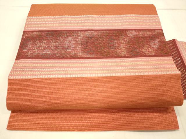 平和屋着物＊夏物　九寸名古屋帯　横段文　金糸　正絹　逸品　DAAW1940cm