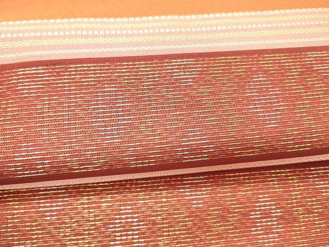 平和屋着物＊夏物　九寸名古屋帯　横段文　金糸　正絹　逸品　DAAW1940cm