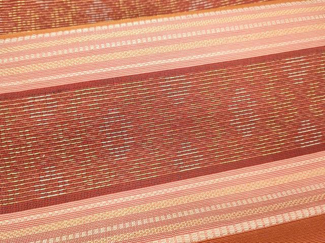 平和屋着物＊夏物　九寸名古屋帯　横段文　金糸　正絹　逸品　DAAW1940cm