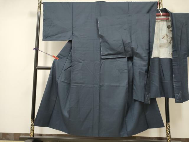 平和屋着物●男性　紬　アンサンブル　長羽織　亀甲柄　正絹　逸品　未使用　DAAW2604ma