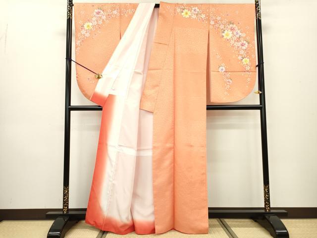 平和屋着物○小振袖 二尺袖 舞花 暈し染 金銀彩 洗える