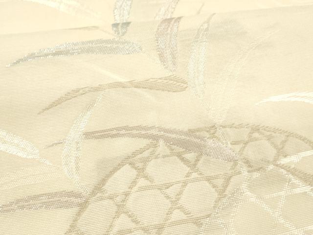 平和屋着物＊夏物 六通柄袋帯 流水籬草花文 銀糸 正絹 逸品