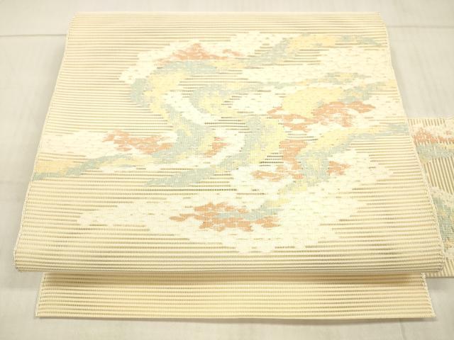 平和屋本店○極上 キモノデザイナー 斉藤上太郎 両面 太鼓柄袋帯 抽象