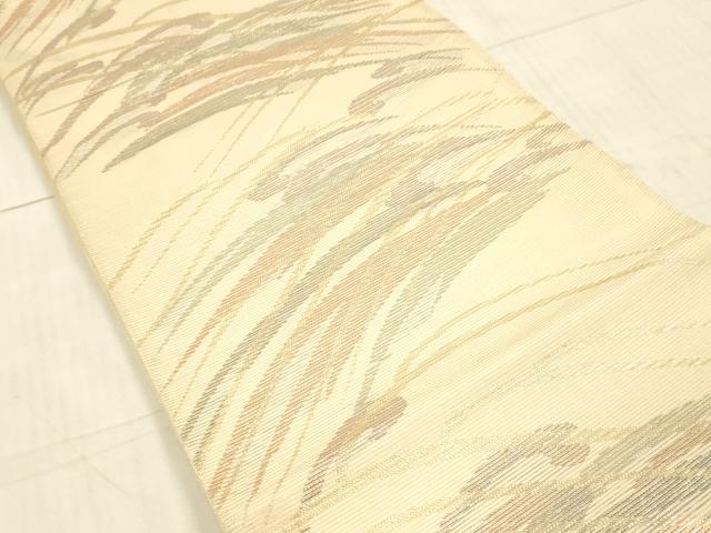 平和屋着物＊夏物　六通柄袋帯　流水草葉文　金糸　正絹　逸品　DAAW4243cm