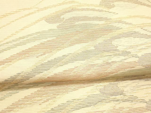 平和屋着物＊夏物　六通柄袋帯　流水草葉文　金糸　正絹　逸品　DAAW4243cm