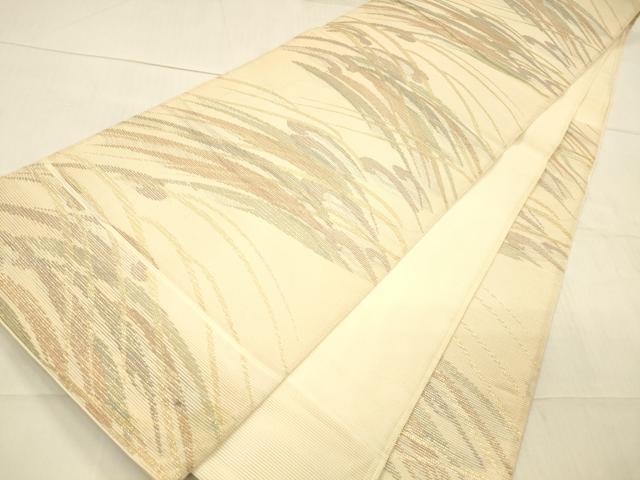 平和屋着物＊夏物　六通柄袋帯　流水草葉文　金糸　正絹　逸品　DAAW4243cm