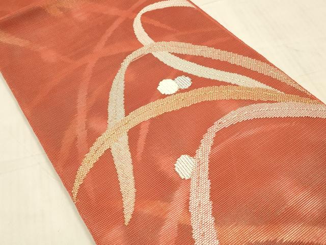 平和屋着物＊夏物 太鼓柄袋帯 露草文 金銀糸 正絹 逸品 DAAW4244cmの