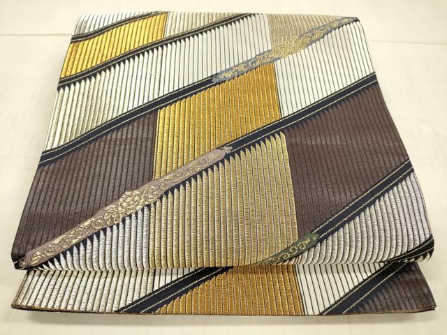 平和屋着物●六通柄袋帯　洛中秘蔵鎧文　金銀糸　正絹　逸品　DAAW4263cm