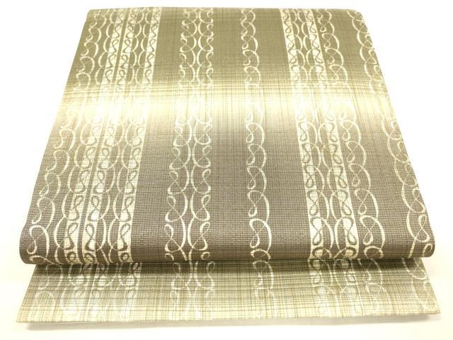 平和屋着物●両面　全通柄袋帯　手描き　抽象文様　童子遊び　銀糸　正絹　逸品　DAAW4265cm