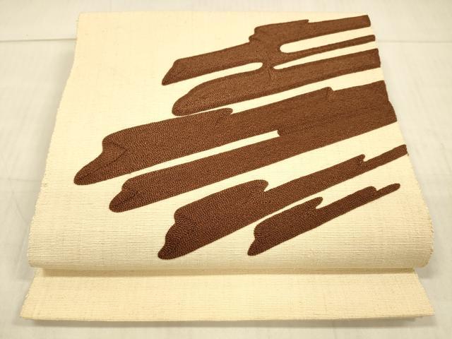 平和屋着物●本場結城紬　重要無形文化財　八寸名古屋帯　抽象文様　正絹　逸品　DAAW4278cm