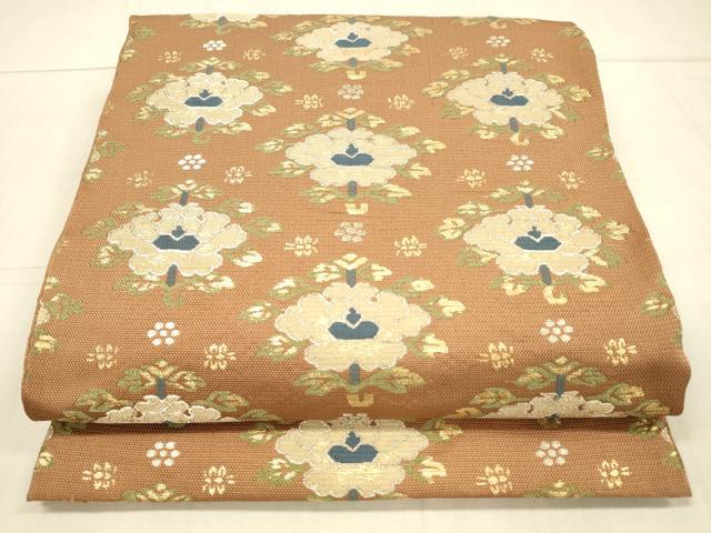 平和屋着物●西陣　川島織物　六通柄　本袋帯　草花文　金銀糸　正絹　逸品　DAAW4321cm