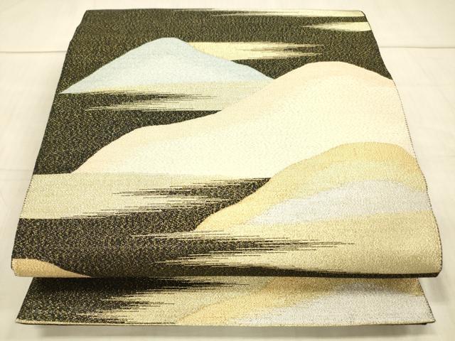 平和屋着物●綴れ　太鼓柄袋帯　遠山文　金銀糸　正絹　逸品　DAAW4331cm