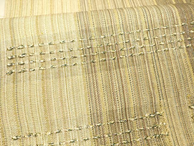 平和屋着物▽太鼓柄袋帯　スリーシーズン　春夏秋　間道　金通し時　正絹　逸品　DAAW4336cm_3