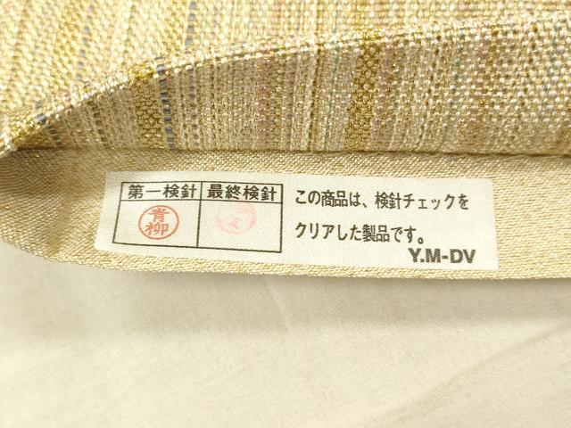 平和屋着物▽太鼓柄袋帯　スリーシーズン　春夏秋　間道　金通し時　正絹　逸品　DAAW4336cm_4