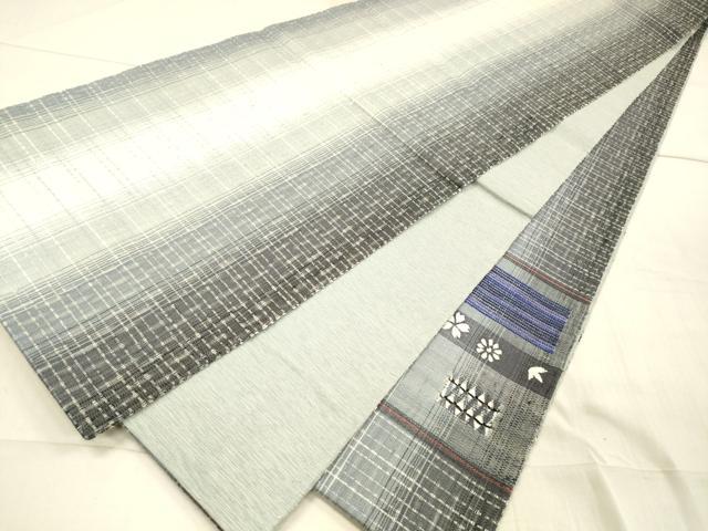平和屋着物○太鼓柄袋帯 紬地 抽象花文 ほていや扱い 金糸 正絹