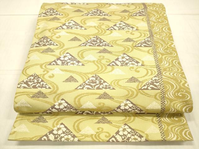 平和屋着物●六通柄袋帯　作家物　うろこ文　正絹　逸品　DAAW4344cm