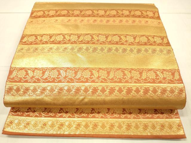 平和屋着物●西陣織　陰山織物謹製　箔屋清兵衛　太鼓柄袋帯　名物裂間道　本金箔　正絹　逸品　DAAW4360cm