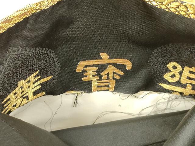 平和屋着物○六通柄袋帯 蜀江草花文 黒地 金糸 正絹 逸品 DAAW4373cm