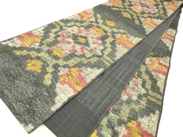 平和屋着物▽六通柄袋帯　スリーシーズン　春夏秋　抽象花文　正絹　逸品　DAAW4379cm 平和屋着物▽六通柄袋帯 スリーシーズン 春夏秋 抽象花文 正絹 逸品