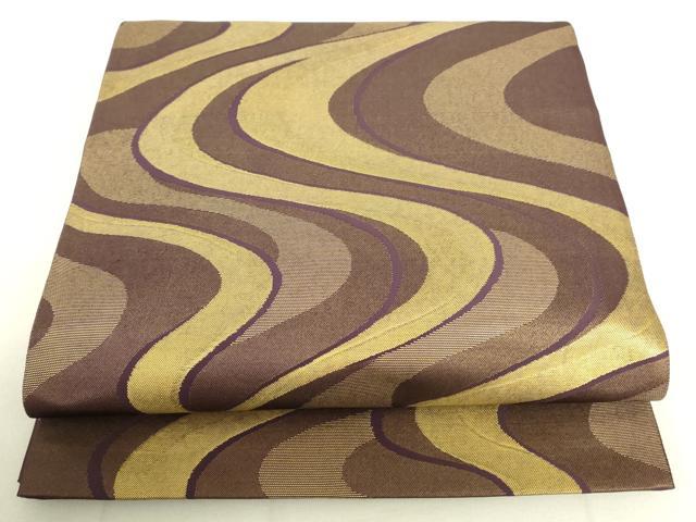 平和屋着物●澤屋重兵衛　六通柄袋帯　流水文　金糸　引箔　正絹　逸品　DAAW4432cm