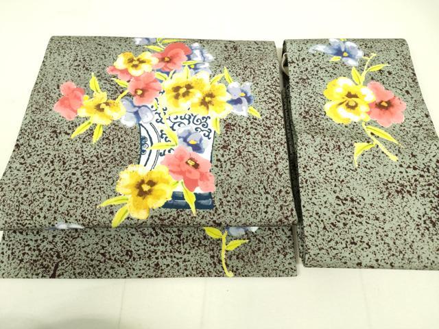 平和屋着物●塩瀬　つけ帯　飾花文　金彩　正絹　逸品　DAAW4465cm