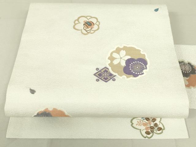平和屋着物●九寸名古屋帯　京ロマン　雪輪花文　正絹　逸品　DAAW4468cm
