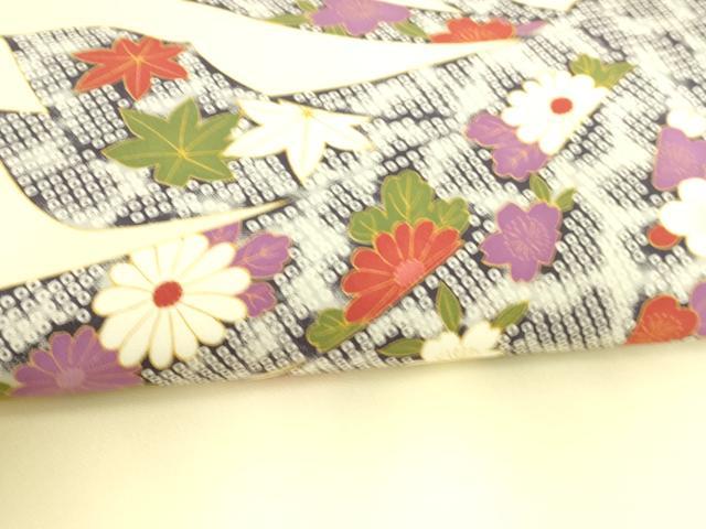 平和屋着物○塩瀬 九寸名古屋帯 束ね熨斗鹿の子草花文 正絹 逸品