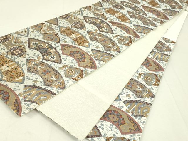 平和屋着物○六通柄袋帯 紹巴 地紙草花文 金糸 正絹 逸品